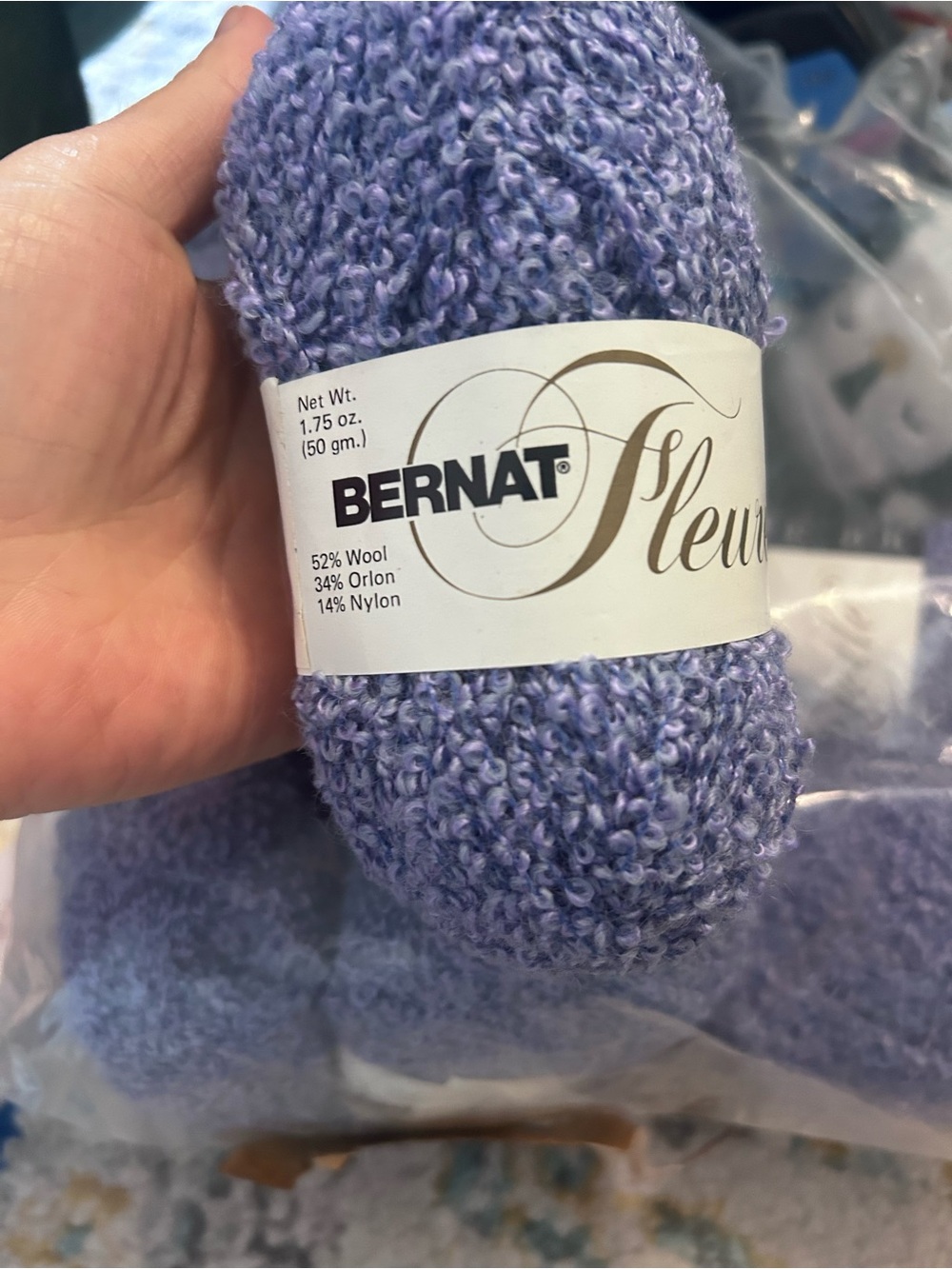 Bernat Lavender Bouclé Wool Blend Yarn - Soft Lilac Fiber Arts